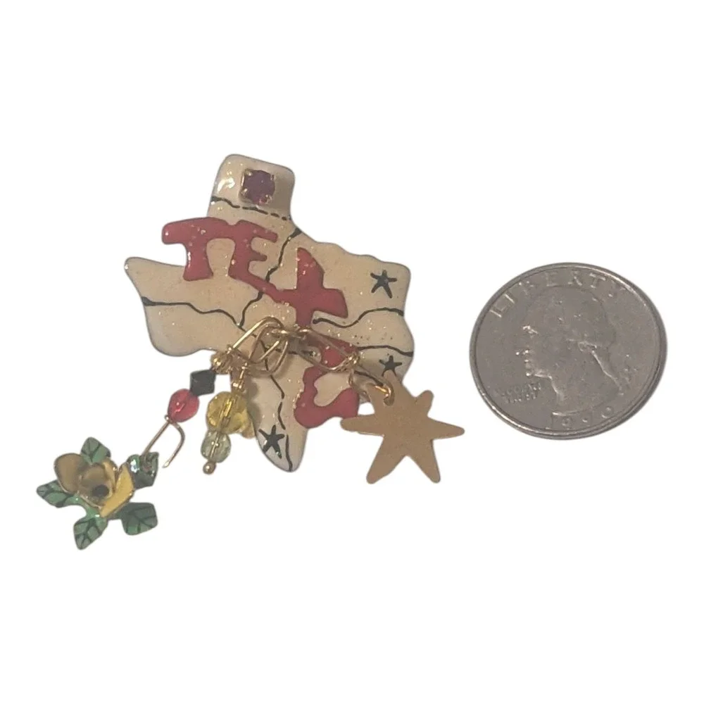 Lunch at The Ritz Single Texas‎ Earring Gold Tone Pierced Dangle Signed